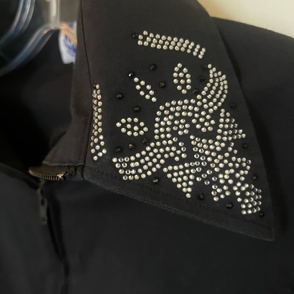 Royal Highness Black Zip Western Show Shirt, Design Crystal Collar Size XL - Picture 8 of 10